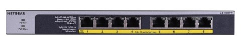 NETGEAR Switch Netgear GS108PP-100EUS 8p PoE 123W (PoE+: 8p) Unmanaged Gigabit