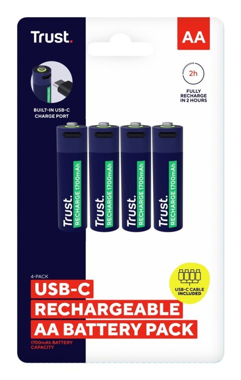 Trust Baterie AA Trust USB-C RECHARGEABLE BATTERIES 4P