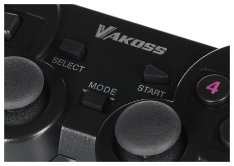 VAKOSS VAKOSS GAMEPAD BEZPRZEWODOWY USB Z FUNKCJĄ DUAL SHOCK, PC/PS3, TRYB CYFROWY I ANALOGOWY, GP-4705BK CZARNY