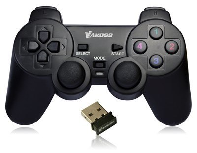 VAKOSS VAKOSS GAMEPAD BEZPRZEWODOWY USB Z FUNKCJĄ DUAL SHOCK, PC/PS3, TRYB CYFROWY I ANALOGOWY, GP-4705BK CZARNY