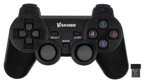 VAKOSS VAKOSS GAMEPAD BEZPRZEWODOWY USB Z FUNKCJĄ DUAL SHOCK, PC/PS3, TRYB CYFROWY I ANALOGOWY, GP-4705BK CZARNY