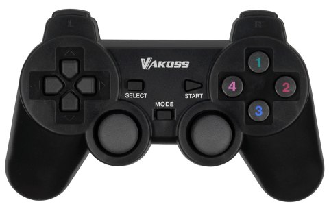 VAKOSS VAKOSS GAMEPAD BEZPRZEWODOWY USB Z FUNKCJĄ DUAL SHOCK, PC/PS3, TRYB CYFROWY I ANALOGOWY, GP-4705BK CZARNY