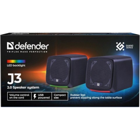 Defender DEFENDER GŁOŚNIKI PC J3 2.0 6W LED USB CZARNE 65963