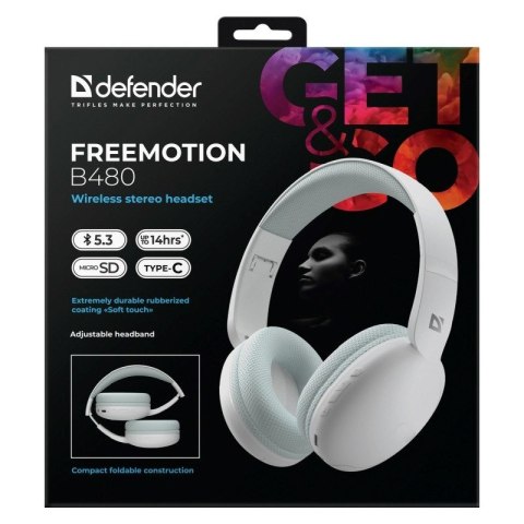 Defender DEFENDER SŁUCHAWKI NAUSZNE BLUETOOTH FREEMOTION B480 BIAŁE 63481