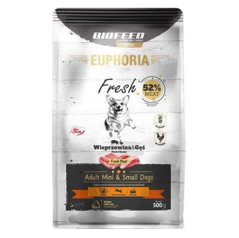 BIOFEED BIOFEED Euphoria fresh meat adult wieprzowina/gęś xs/s 0,5kg