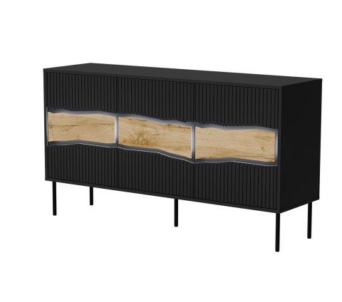 Cama MEBLE Komoda INSERTO 3D 143,5x40x80 czarny + LED