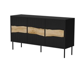 Cama MEBLE Komoda INSERTO 3D 143,5x40x80 czarny + LED