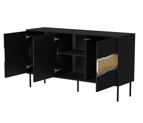 Cama MEBLE Komoda INSERTO 3D 143,5x40x80 czarny + LED