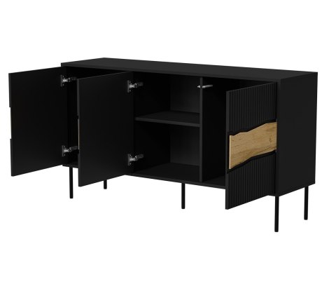 Cama MEBLE Komoda INSERTO 3D 143,5x40x80 czarny + LED