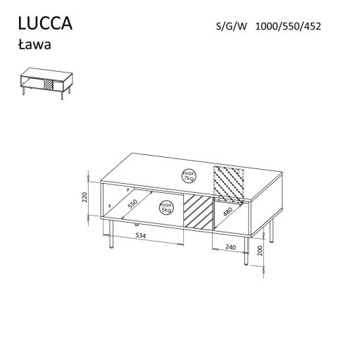 Cama MEBLE Ława/Stolik LUCCA 100x55x46 kaszmir