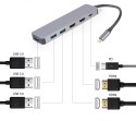 GEMBIRD GEMBIRD MULTI ADAPTER USB TYP-C 3W1 SREBRNY HUB USB, HDMI, PD (100W)