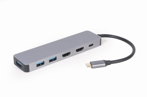 GEMBIRD GEMBIRD MULTI ADAPTER USB TYP-C 3W1 SREBRNY HUB USB, HDMI, PD (100W)