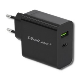 Qoltec QOLTEC ŁADOWARKA SIECIOWA 42W | 5-20V | 2.25-3A | USB TYP C PD | USB | CZARNA