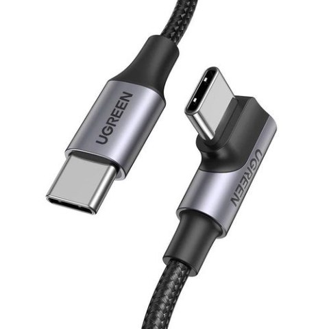 UGREEN Ugreen Kabel US334 70643 USB-C (kątowy) / USB-C (prosty) 100W PD 1m - czarny