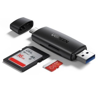 UGREEN Ugreen adapter czytnik kart SD / micro SD (USB-A / USB-C) czarny (CM304)