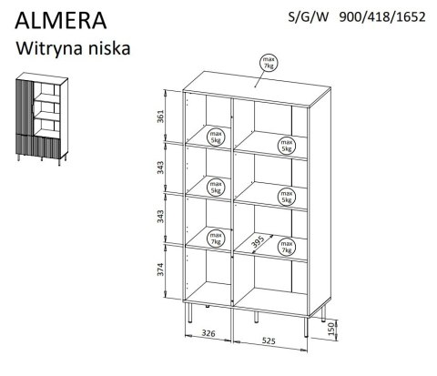 Cama MEBLE Regał 4 ALMERA 90x42x165 orzech/kaszmir
