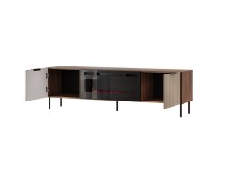 Cama MEBLE Szafka RTV ALMERA 180,5x42x52,5 orzech/kaszmir + kominek czarny