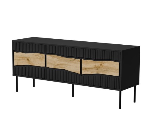 Cama MEBLE Szafka RTV INSERTO 3D 143,5x40x61,5 czarny + LED