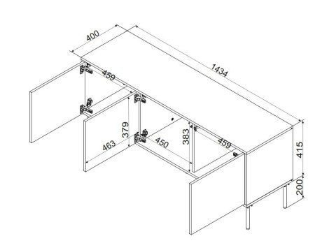 Cama MEBLE Szafka RTV INSERTO 3D 143,5x40x61,5 kaszmir + LED