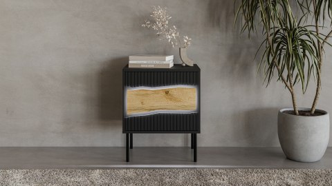 Cama MEBLE Szafka nocna 2szt INSERTO 50x40x61,5 czarny + LED