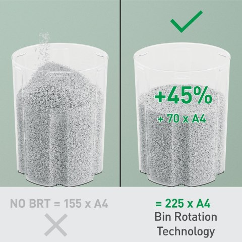 LEITZ Niszczarka Leitz IQ OptiMax Home Office 225, 15l, P5, 6 kartek, Automatyczny Start/Stop, Funkcja cofania, Obrotowy pojemnik - 33