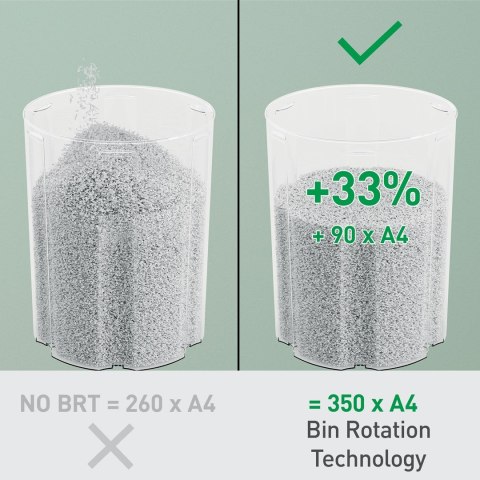LEITZ Niszczarka Leitz IQ OptiMax Small Office 350, 22l, P5, 8 kartek, Automatyczny Start/Stop, Funkcja cofania, Obrotowy pojemnik - 3