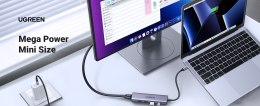 UGREEN Ugreen Wielofunkcyjny HUB 5w1 USB-C - HDMI 1.4 / 3 x USB-A / USB-C PD 100W CM511 - szary