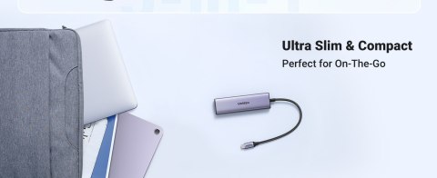 UGREEN Ugreen Wielofunkcyjny HUB 5w1 USB-C - HDMI 1.4 / 3 x USB-A / USB-C PD 100W CM511 - szary