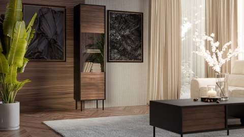 Cama MEBLE Witryna CORTINA 53x40x182 czarny/orzech