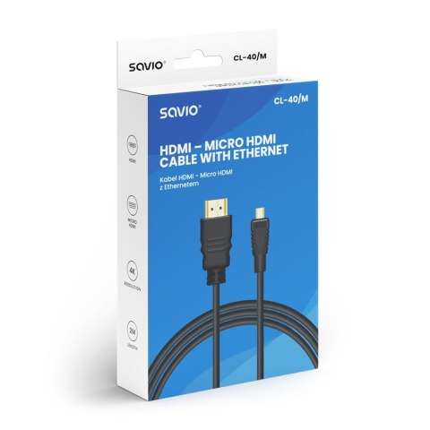 SAVIO SAVIO KABEL HDMI (M) - MICRO HDMI (M), 2M, CZARNY, CL-40/M