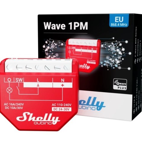 Shelly Shelly Qubino Wave 1PM - 1-kanałowy przekaźnik dopuszkowy/sterownik Z-Wave 230 V z pomiarem mocy