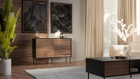 Cama MEBLE Komoda 1D3S CORTINA 120x40x81 czarny/orzech