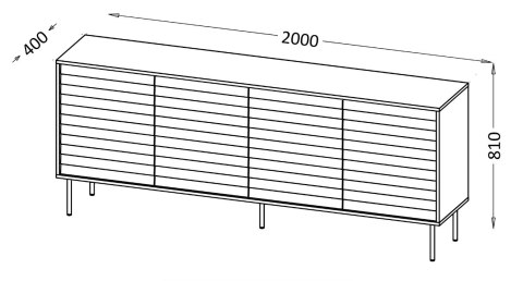 Cama MEBLE Komoda 4D CORTINA 200x40x81 czarny