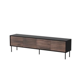 Cama MEBLE Szafka RTV 4D CORTINA 200x40x55 czarny/orzech