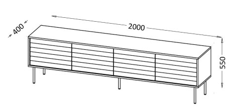 Cama MEBLE Szafka RTV 4D CORTINA 200x40x55 czarny/orzech