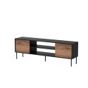 Cama MEBLE Szafka RTV EF CORTINA 180x40x60 czarny/orzech