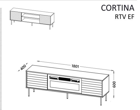 Cama MEBLE Szafka RTV EF CORTINA 180x40x60 czarny/orzech