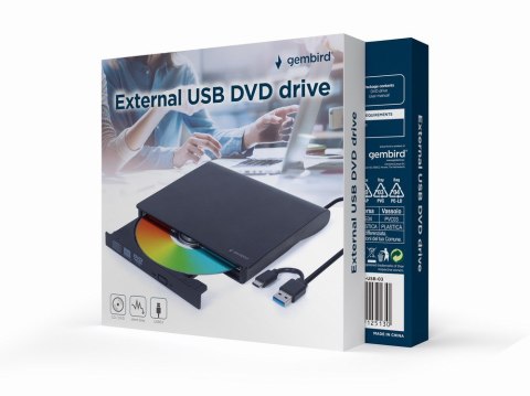 GEMBIRD GEMBIRD ZEWNĘTRZNA NAGRYWARKA DVD 8X, CD 24X USB 3.1 SLIM CZARNA