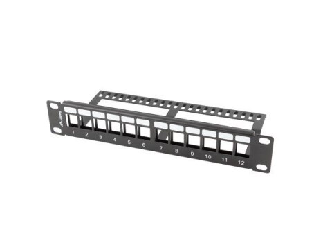Lanberg LANBERG PATCH PANEL PUSTY 12 PORT 1U 10" Z ORGANIZEREM DO MODUŁÓW KEYSTONE CZARNY PPKS-9112-B