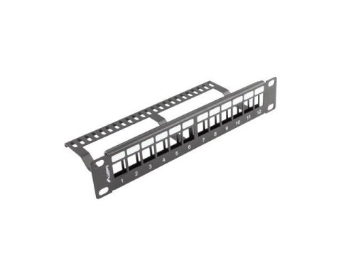 Lanberg LANBERG PATCH PANEL PUSTY 12 PORT 1U 10" Z ORGANIZEREM DO MODUŁÓW KEYSTONE CZARNY PPKS-9112-B