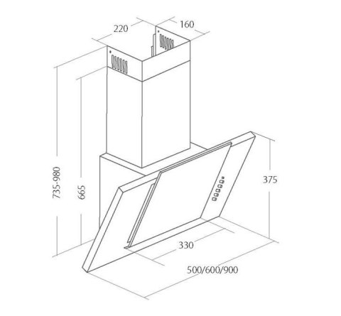 AKPO Okap kominowy AKPO WK-4 GRAND 50 CZARNY ECO (410,8 m3/h; 500mm; kolor czarny)