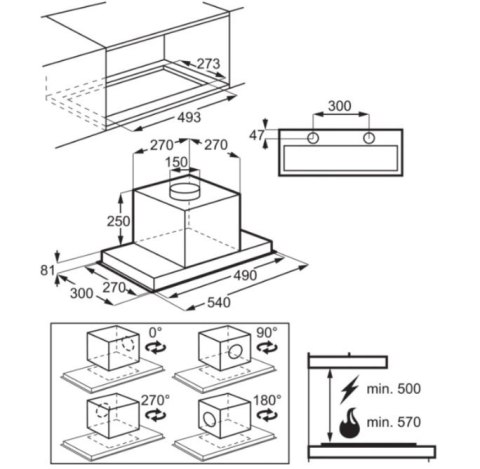 Electrolux Okap podszafkowy, wkład do zabudowy ELECTROLUX LFG716X