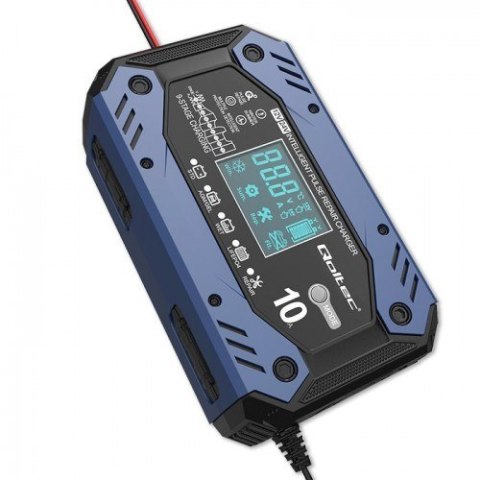Qoltec QOLTEC ŁADOWARKA DO AKUMULATORA STD AGM GEL LIFEPO4 | PROSTOWNIK Z FUNKCJĄ NAPRAWY | 12-24V | 10A | LCD|9-STOPNIOWE ŁADOWANIE