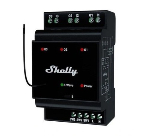 Shelly Shelly Qubino Wave Pro 3 3-kanałowy Przekaźnik Na Szynę Din Z-wave