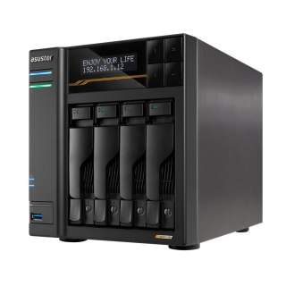 ASUSTOR NAS Asustor AS6804T; Tower; 4x (3.5" SATA HDD/ 2.5" SSD); AMD Ryzen Embedded V3C14; 16G ECC DDR5 SODIMM (max. 64GB), 2x 10GbE, 2
