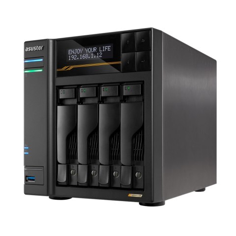 ASUSTOR NAS Asustor AS6804T; Tower; 4x (3.5" SATA HDD/ 2.5" SSD); AMD Ryzen Embedded V3C14; 16G ECC DDR5 SODIMM (max. 64GB), 2x 10GbE, 2