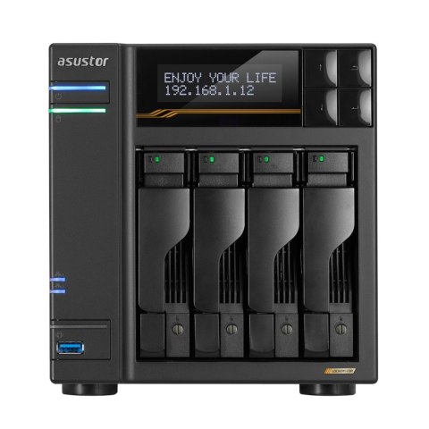 ASUSTOR NAS Asustor AS6804T; Tower; 4x (3.5" SATA HDD/ 2.5" SSD); AMD Ryzen Embedded V3C14; 16G ECC DDR5 SODIMM (max. 64GB), 2x 10GbE, 2