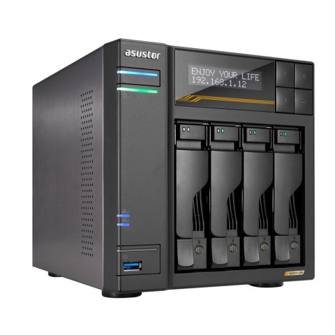 ASUSTOR NAS Asustor AS6804T; Tower; 4x (3.5" SATA HDD/ 2.5" SSD); AMD Ryzen Embedded V3C14; 16G ECC DDR5 SODIMM (max. 64GB), 2x 10GbE, 2