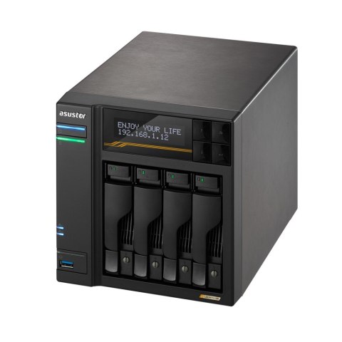 ASUSTOR NAS Asustor AS6804T; Tower; 4x (3.5" SATA HDD/ 2.5" SSD); AMD Ryzen Embedded V3C14; 16G ECC DDR5 SODIMM (max. 64GB), 2x 10GbE, 2