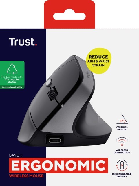 Trust Mysz TRUST BAYO II ERGONOMIC WIRELESS MOUSE BLK (25145)